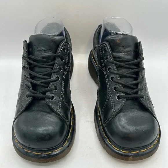 RARE DAISY Flower Dr. Martens Chunky Black Leather 12283 Oxford Boot WMS Sz 7 - Picture 6 of 15